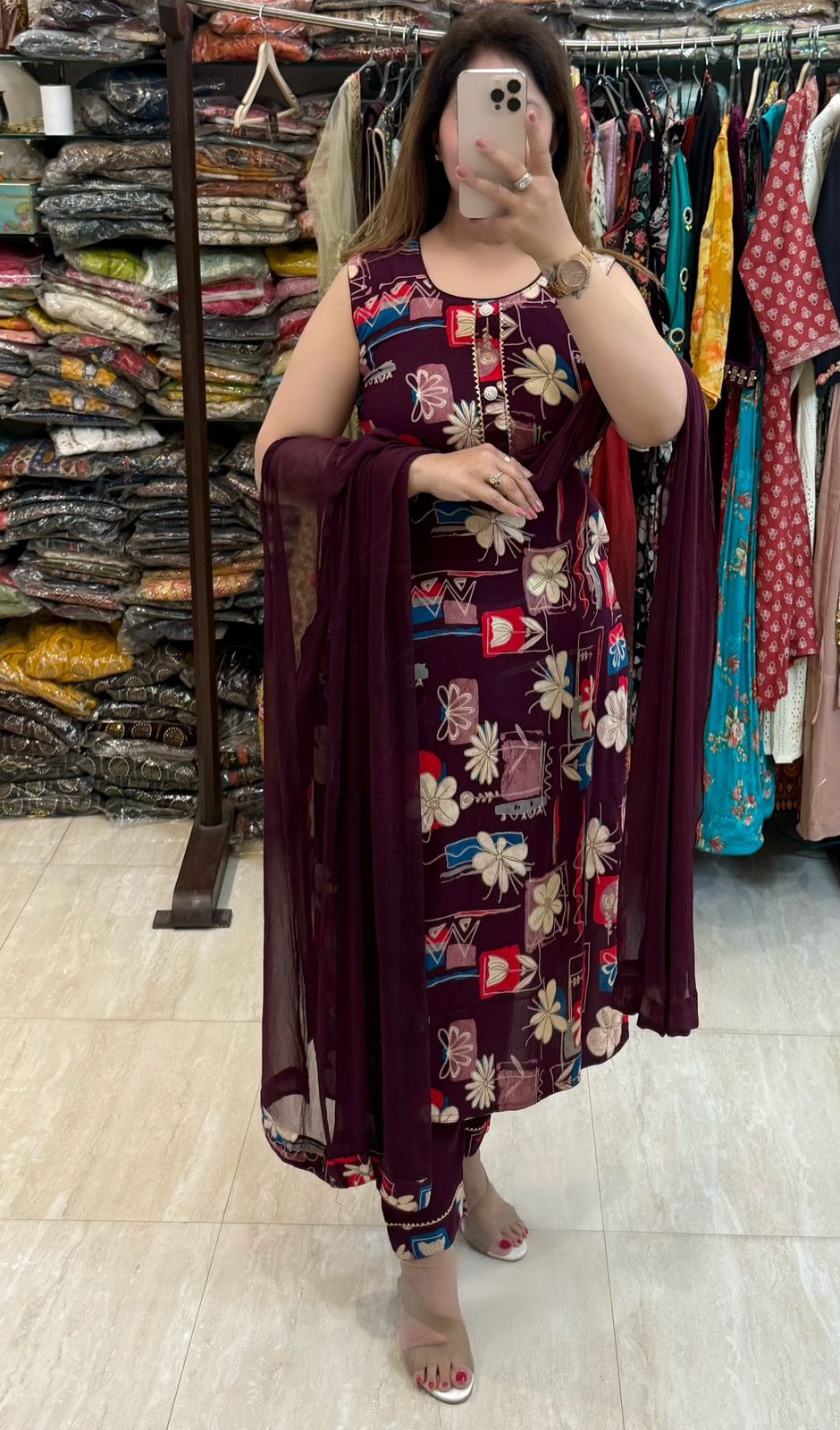 SDC-4710. Rayon 3 Piece Kurti Set
