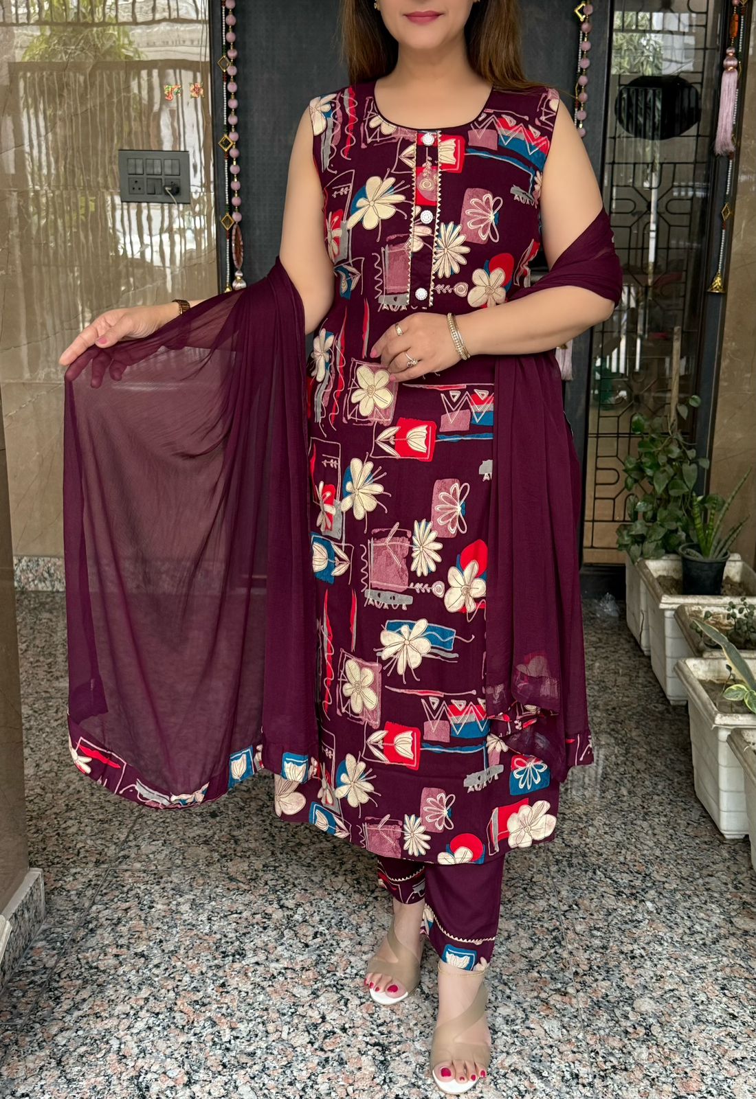 SDC-4710. Rayon 3 Piece Kurti Set