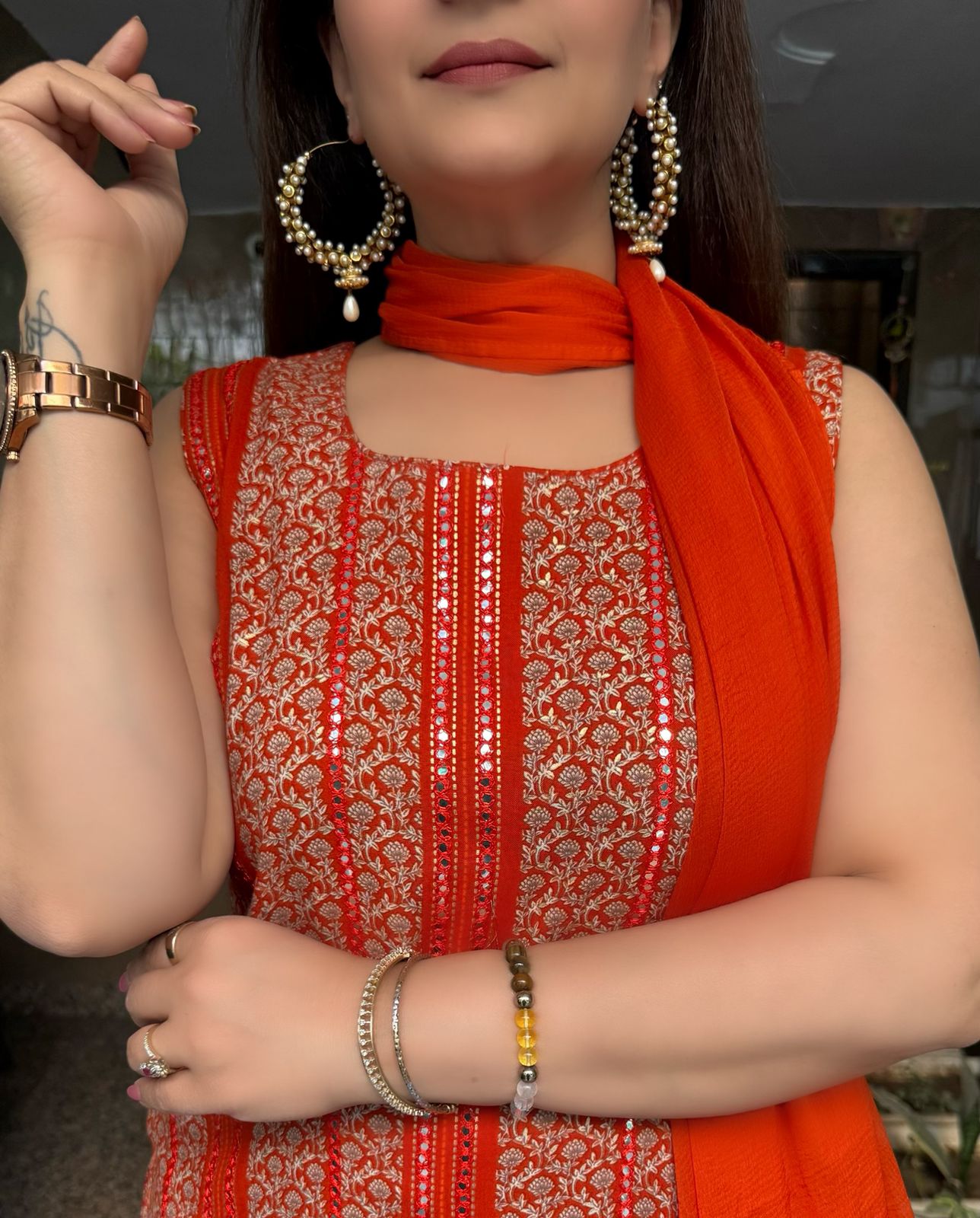 SDC-4718 Rayon 3 Piece Kurti Set with Chiffon Dupatta
