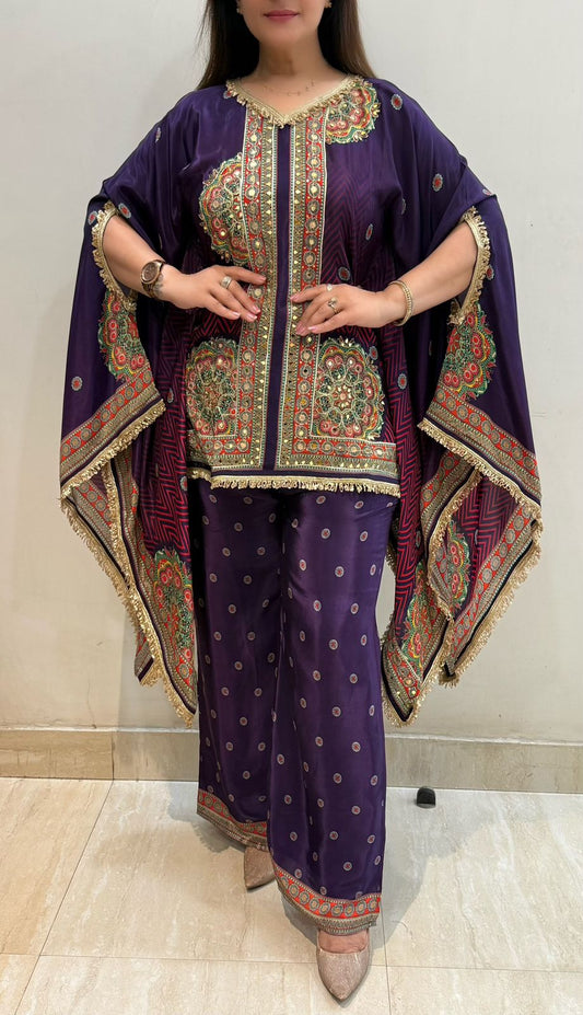 SDC-4719 Pure Crepe Unique Cut 2 Piece Kaaftaan Co-ord Set