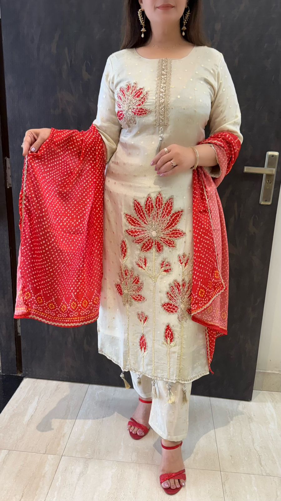 SDC-4722 Self Weaving Jacquard Cotton Silk 3 Piece Lining Kurti