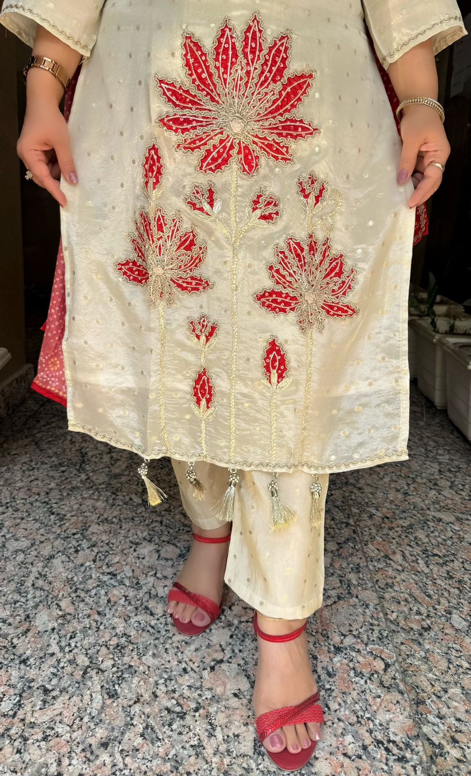 SDC-4722 Self Weaving Jacquard Cotton Silk 3 Piece Lining Kurti
