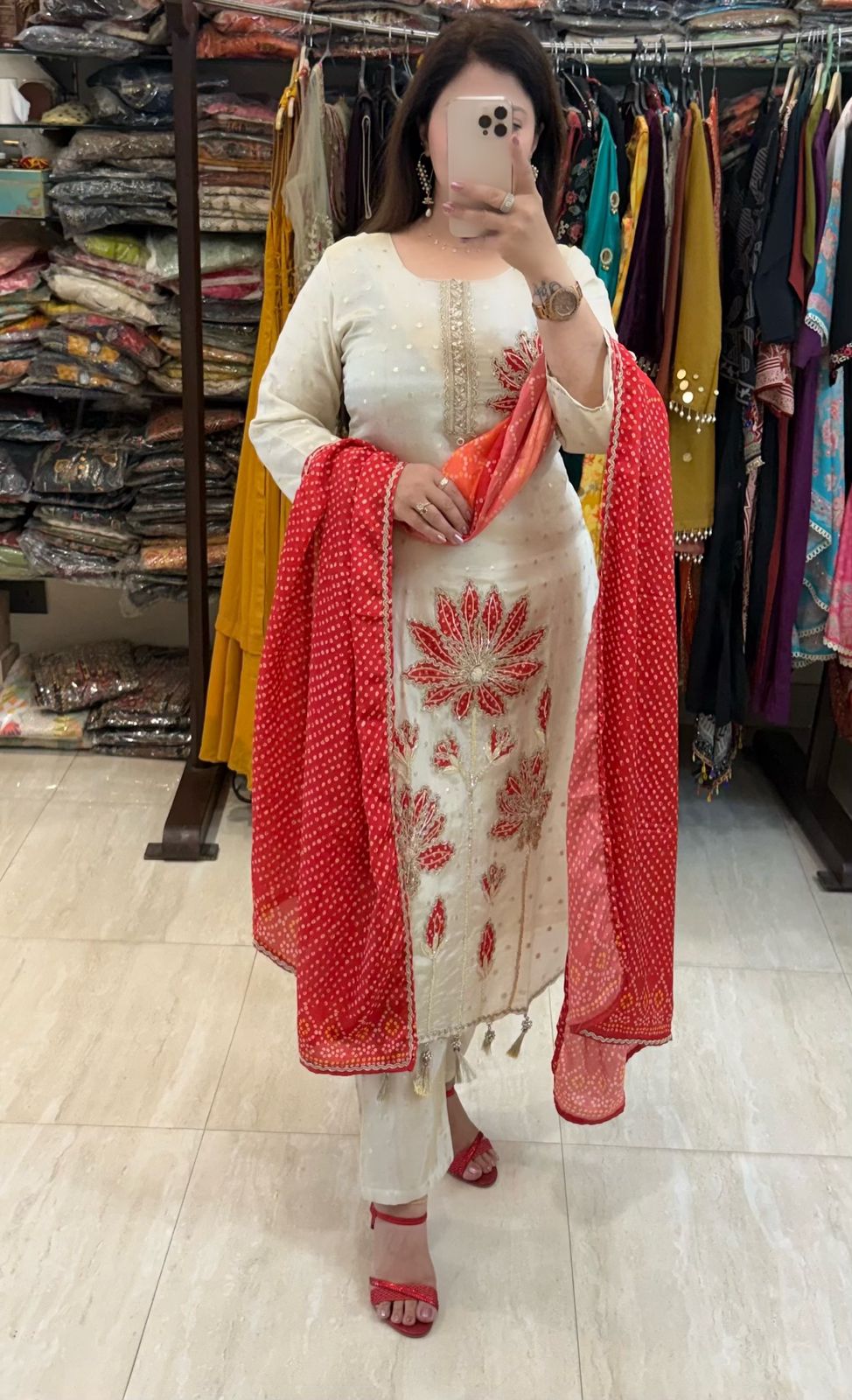 SDC-4722 Self Weaving Jacquard Cotton Silk 3 Piece Lining Kurti