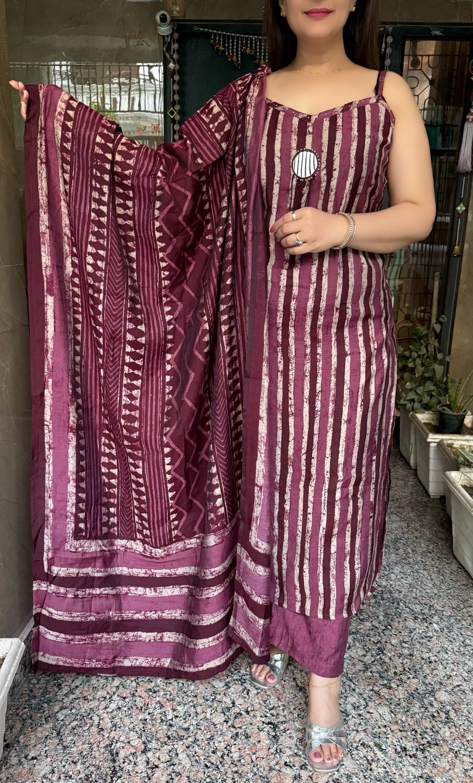 SDC-4726 Soft Printed Modal Silk 3 Piece Noodle Strap Kurti Set