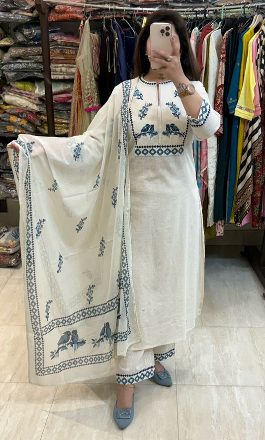 SDC-4727 Soft Jute Cotton 3 Piece Kurti Set