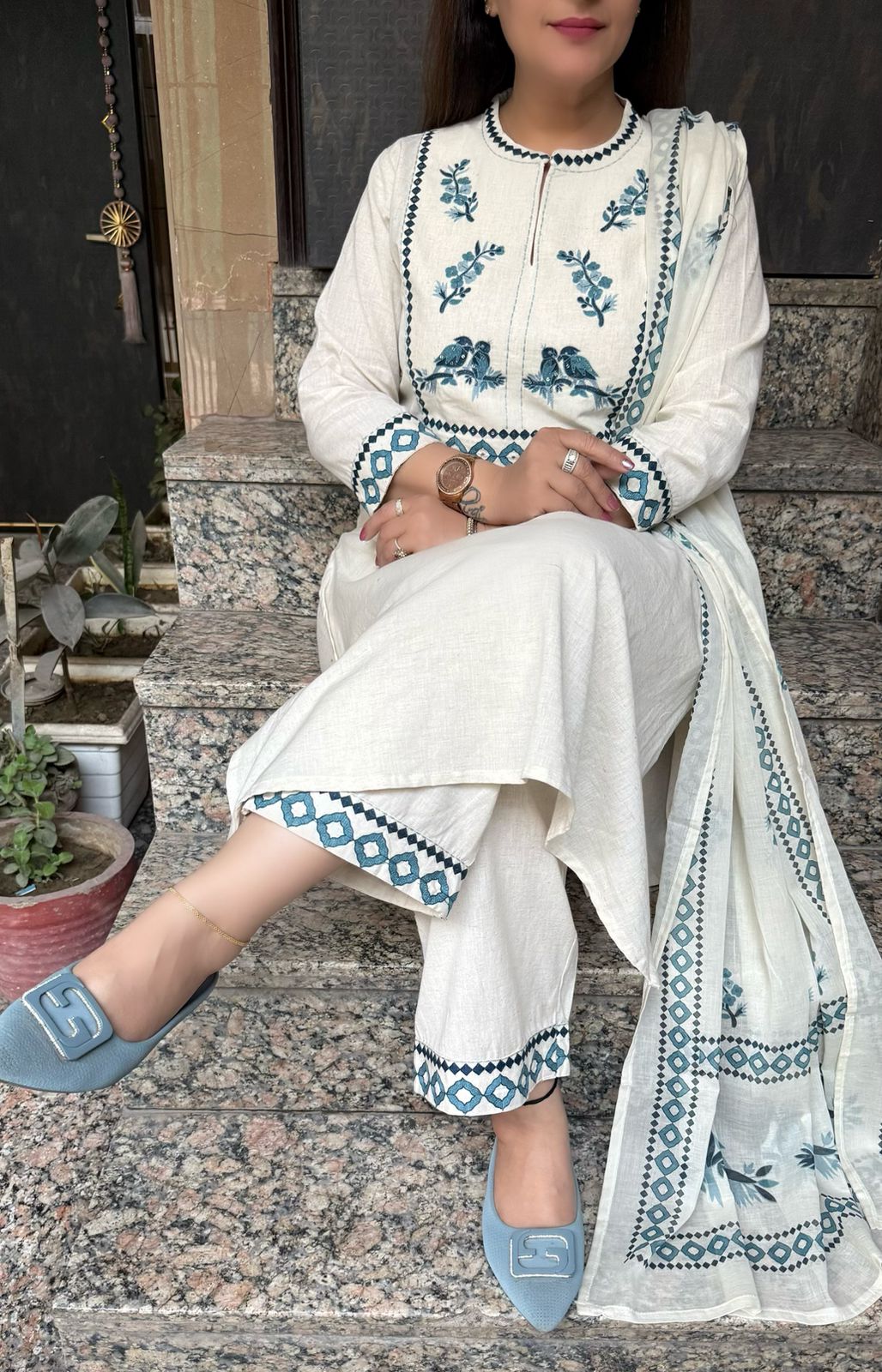 SDC-4727 Soft Jute Cotton 3 Piece Kurti Set