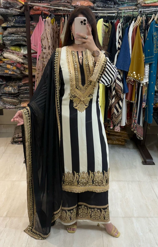 SDC-4733 Pure Crepe 3 Piece Lining Kurti Set
