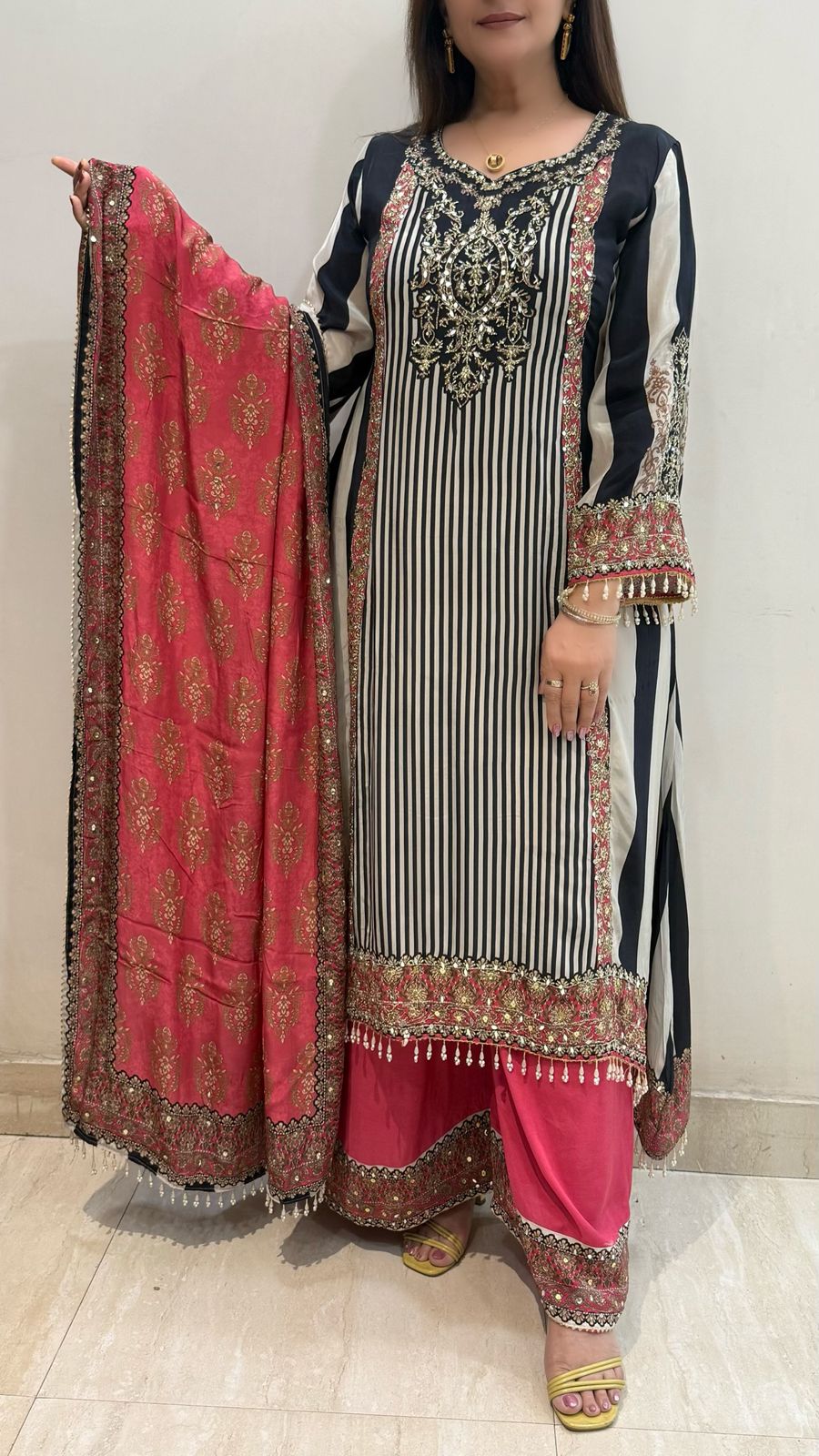 SDC-4734 Pure Crepe High- Low Kurti Set