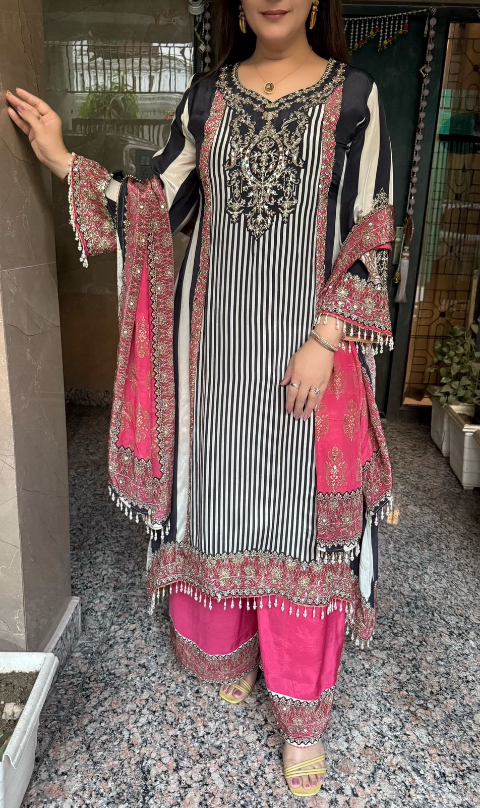 SDC-4734 Pure Crepe High- Low Kurti Set