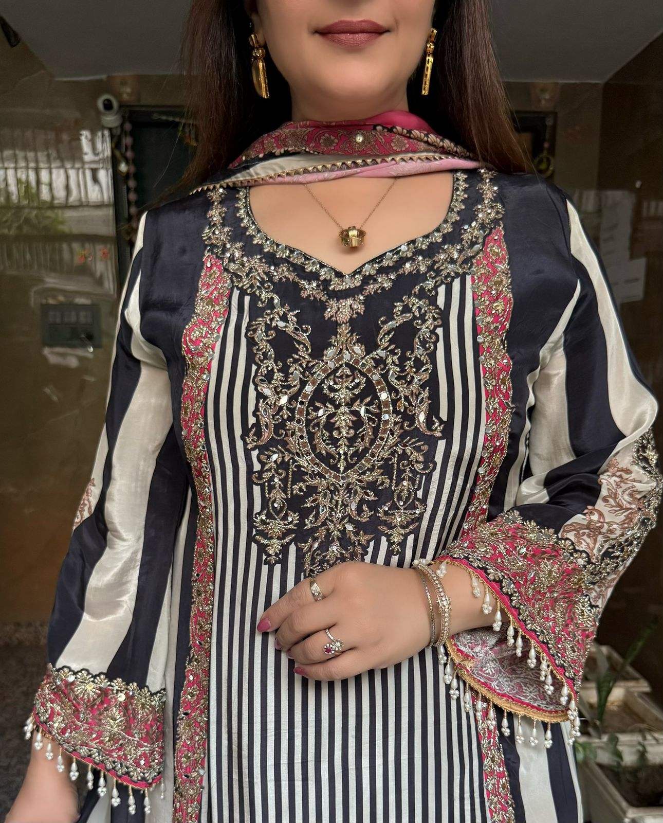 SDC-4734 Pure Crepe High- Low Kurti Set