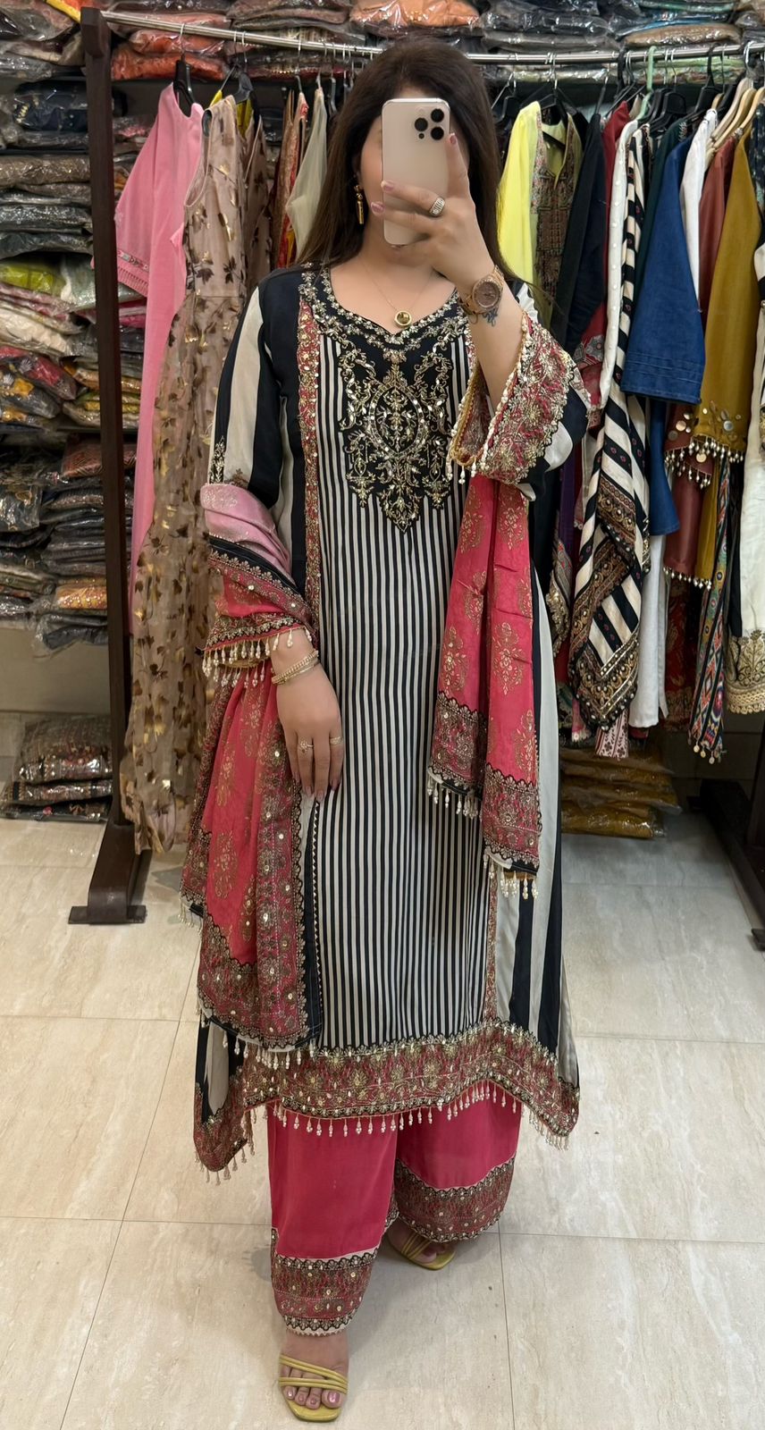 SDC-4734 Pure Crepe High- Low Kurti Set