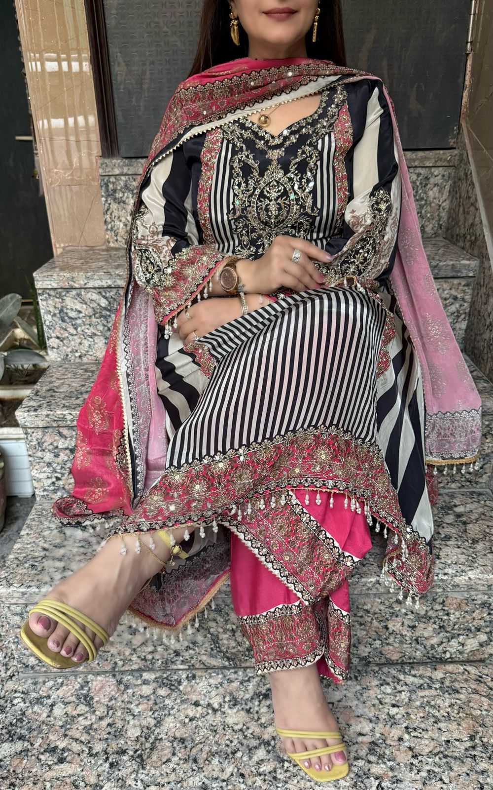 SDC-4734 Pure Crepe High- Low Kurti Set