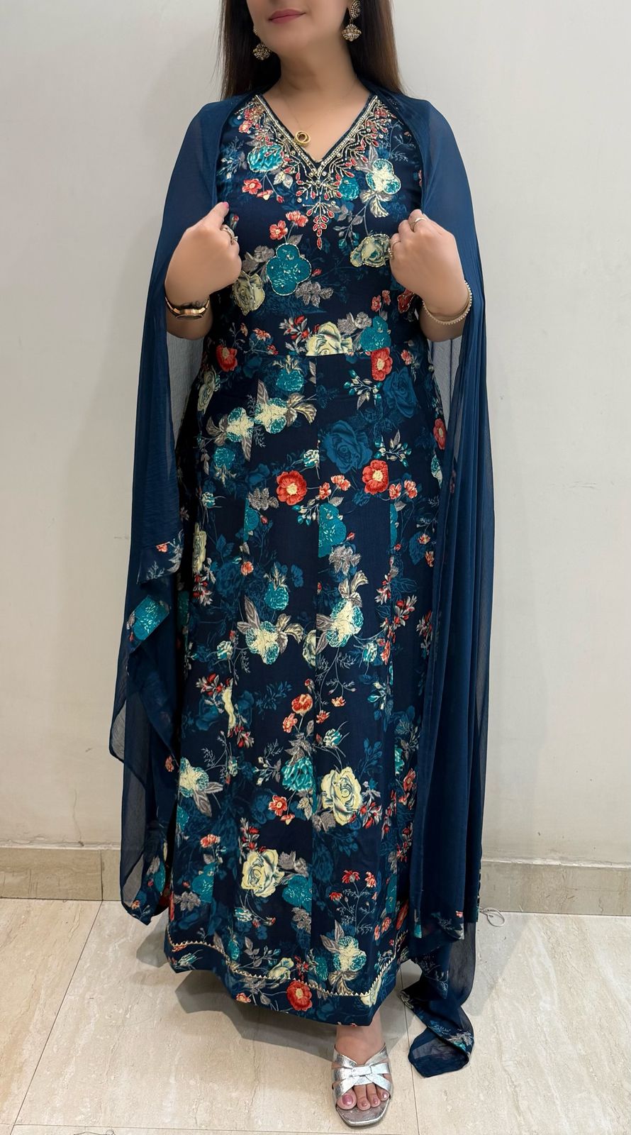 SDC-4737. Rayon 3 Piece Anarkali Kurti Set
