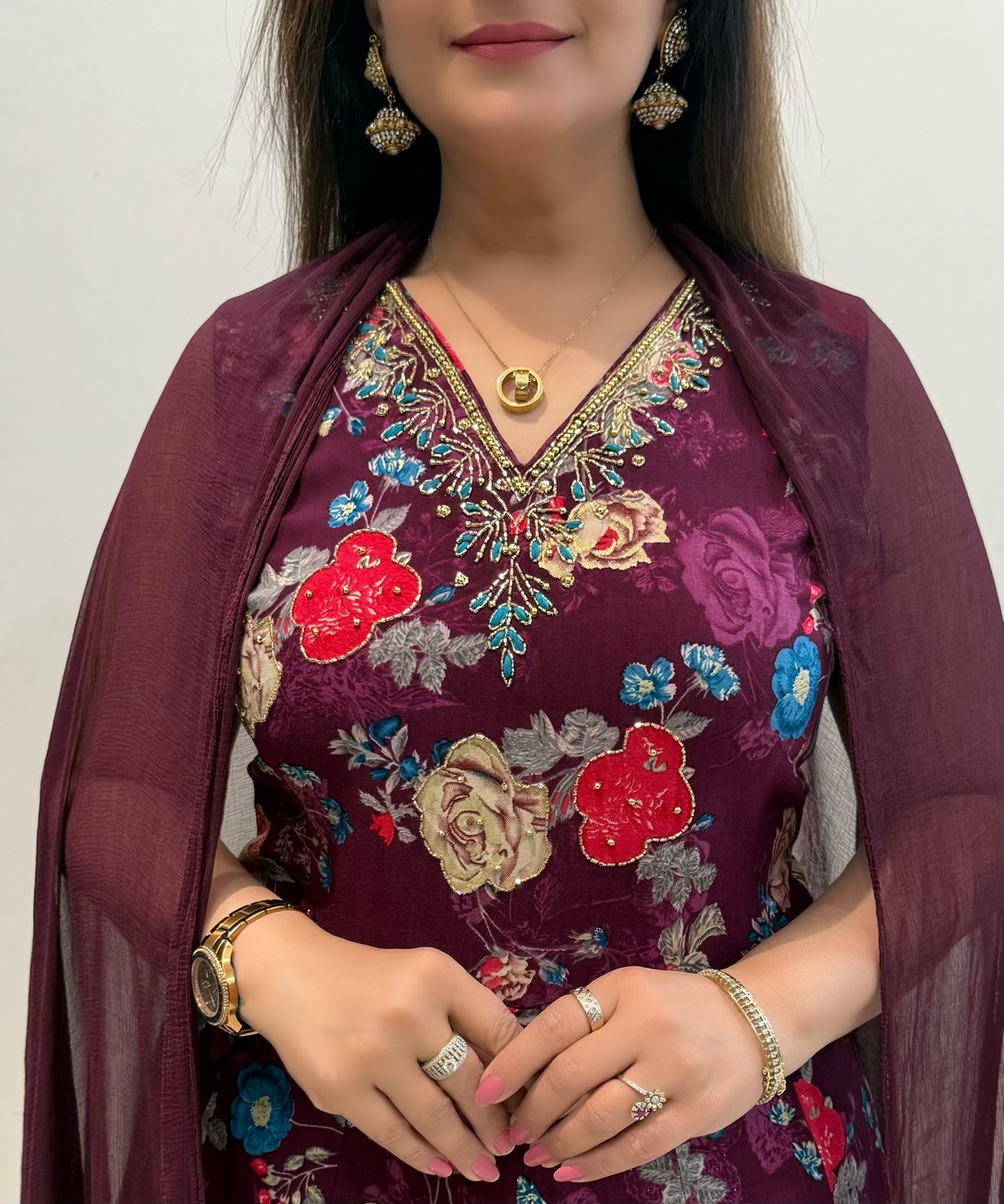 SDC-4738. Rayon 3 Piece Anarkali Kurti Set
