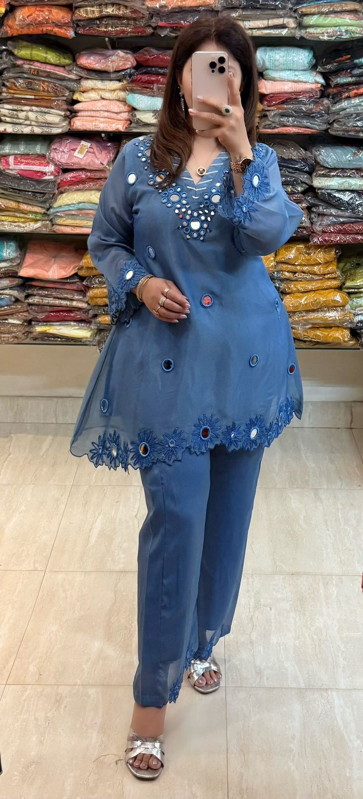 SDC-4748 Shimmer Tissue 2 Piece Full Lining Co-ord Set