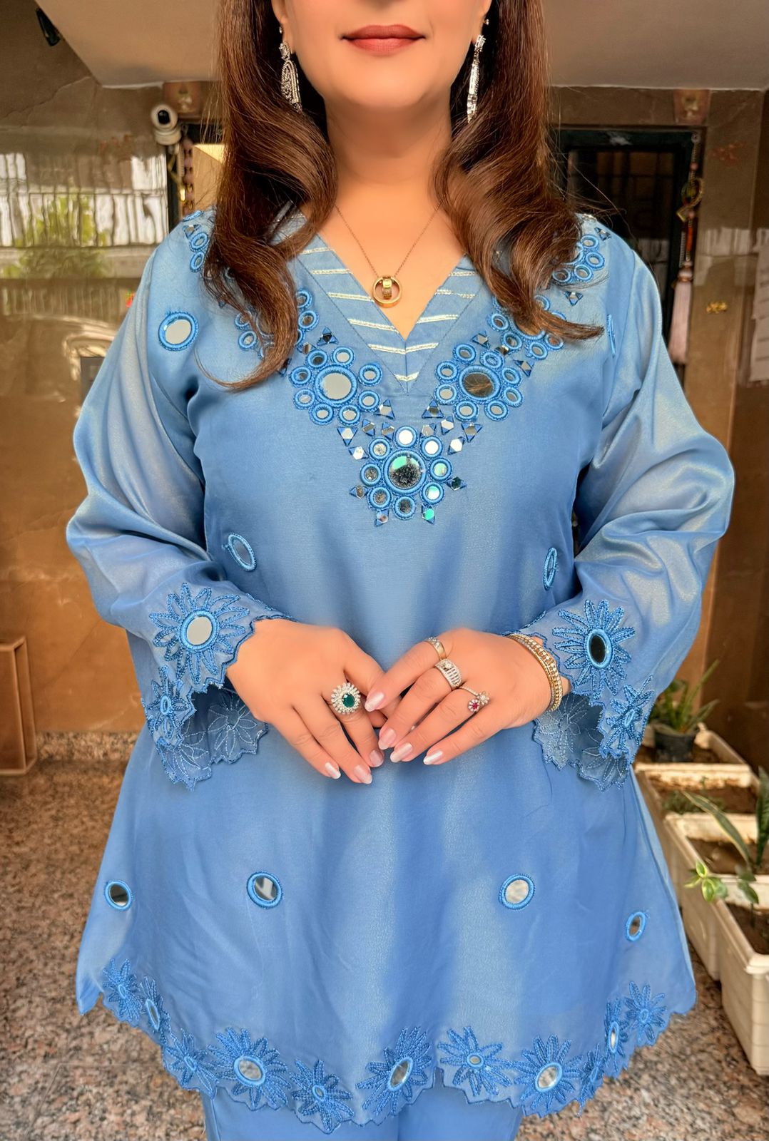 SDC-4748 Shimmer Tissue 2 Piece Full Lining Co-ord Set