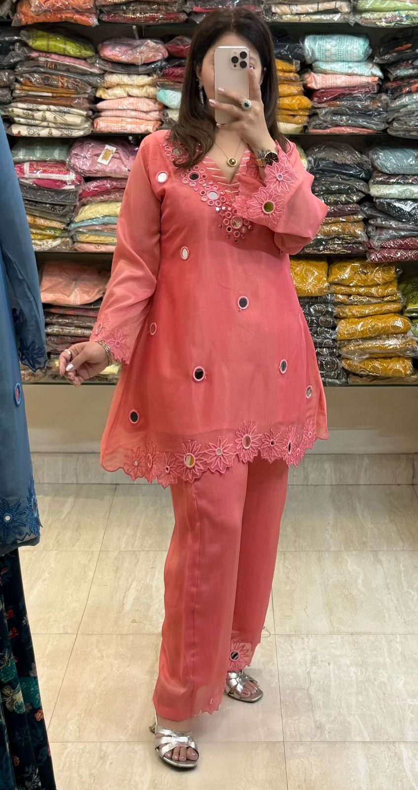 SDC-4749 Shimmer Tissue 2 Piece Full Lining Co-ord Set