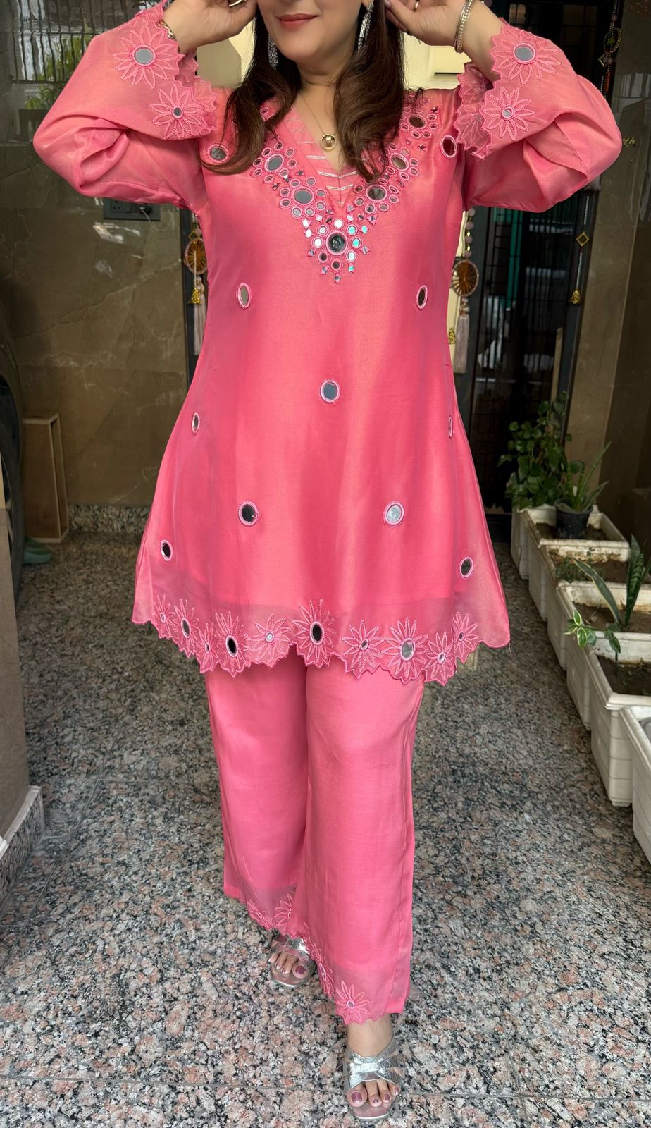 SDC-4749 Shimmer Tissue 2 Piece Full Lining Co-ord Set