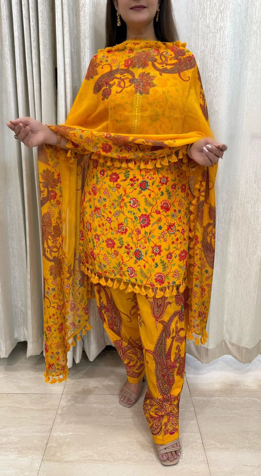 SDC-4750 Pure Crepe 3 Piece Lining Kurti Set