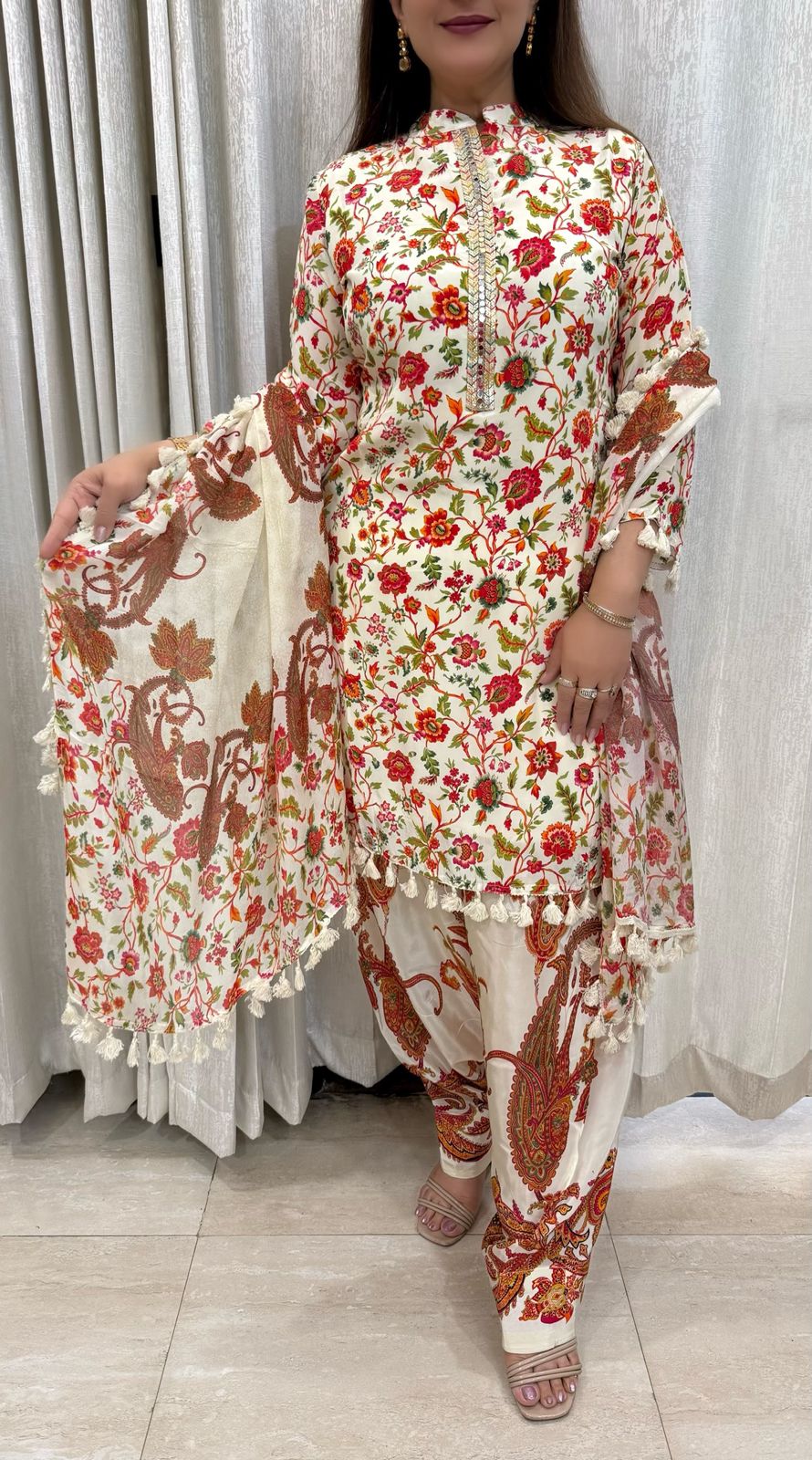 SDC-4751 Pure Crepe 3 Piece Lining Kurti Set
