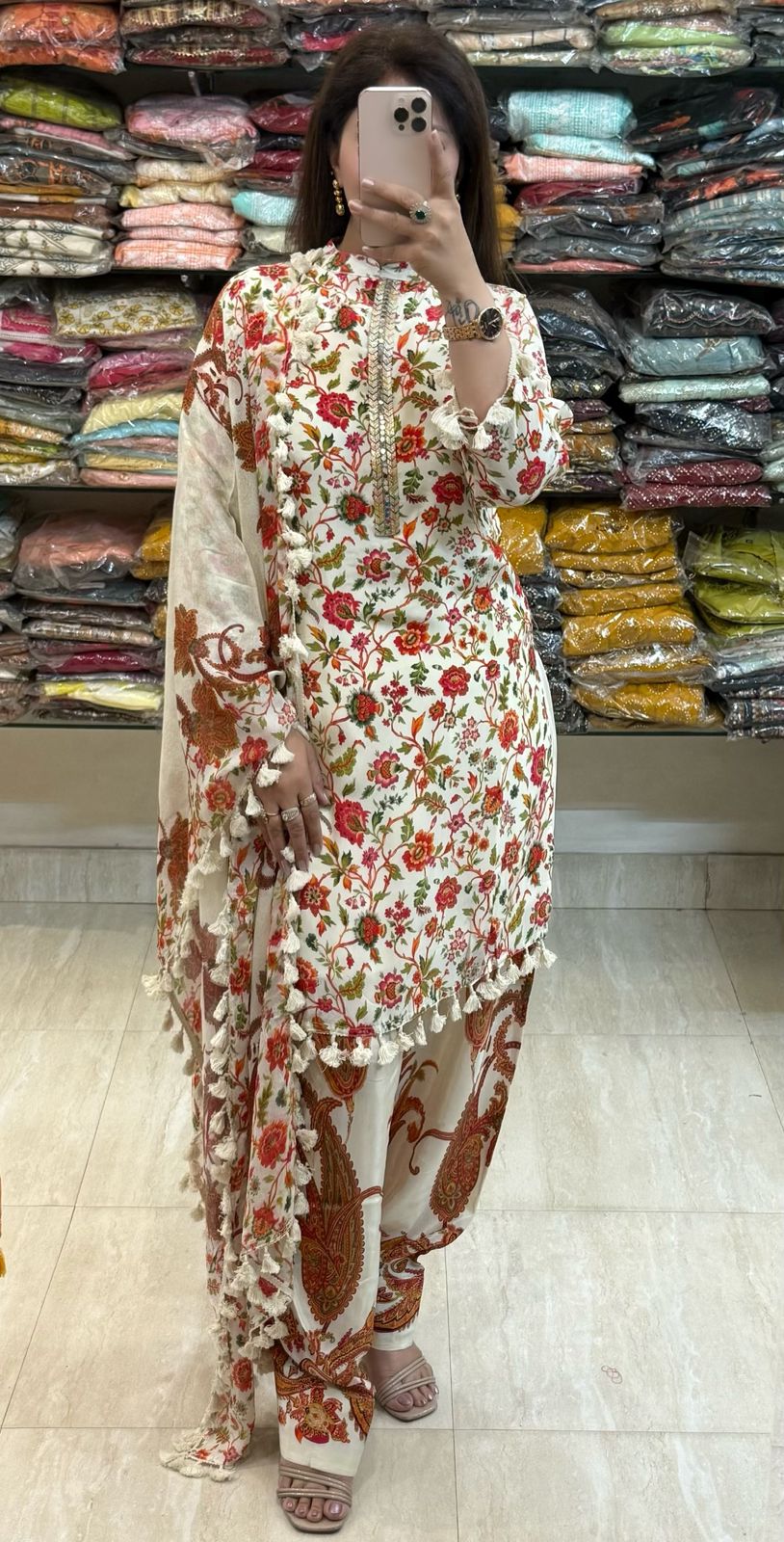 SDC-4751 Pure Crepe 3 Piece Lining Kurti Set