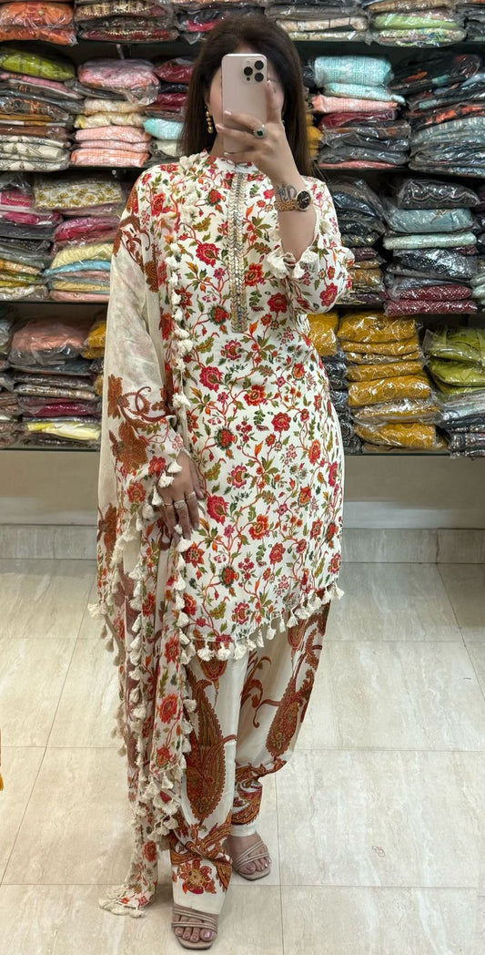 SDC-4751 Pure Crepe 3 Piece Lining Kurti Set