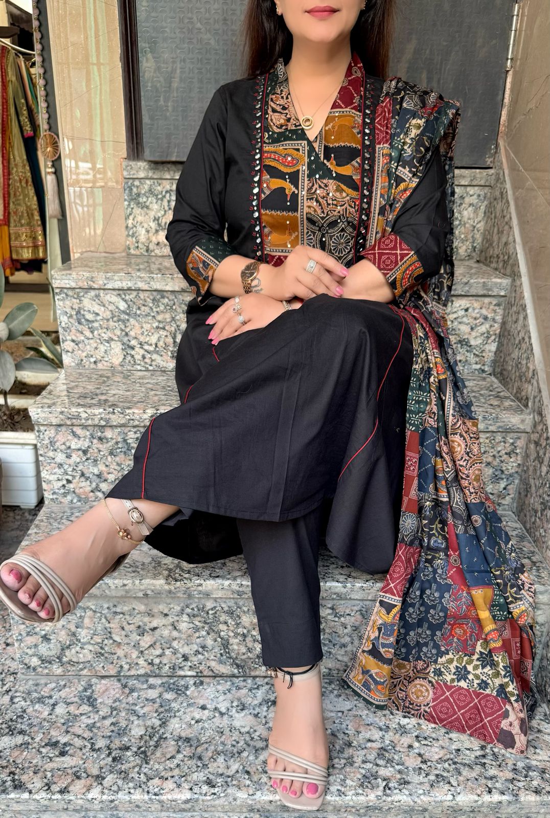 SDC-4753. Pure Cotton 3 Piece Kurti Set
