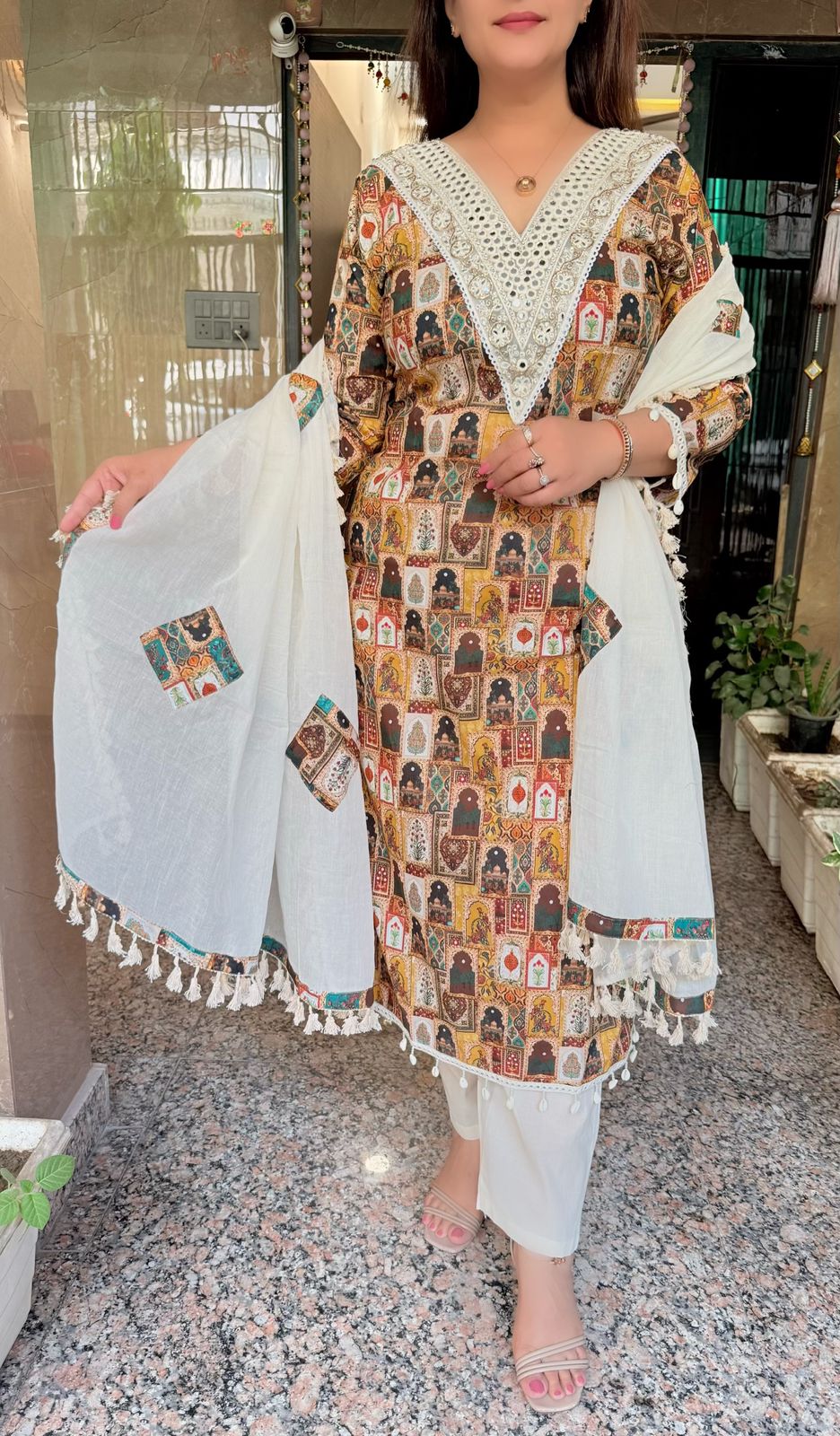 SDC-4754. Pure Cotton 3 Piece Kurti Set