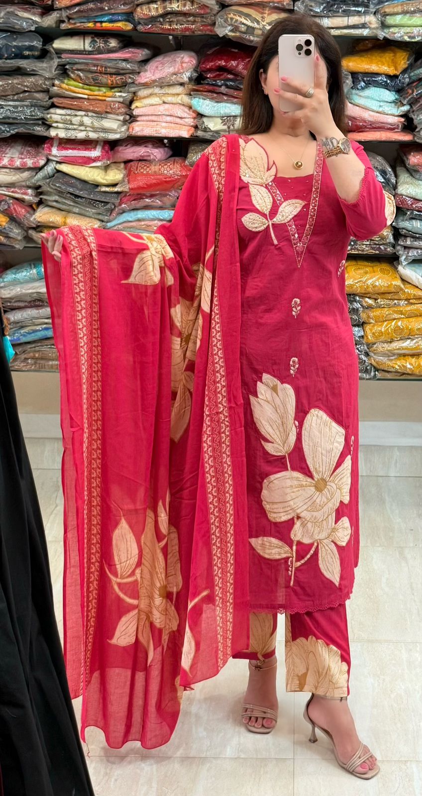 SDC-4755. 3 Piece Pure Cotton Kurti Set