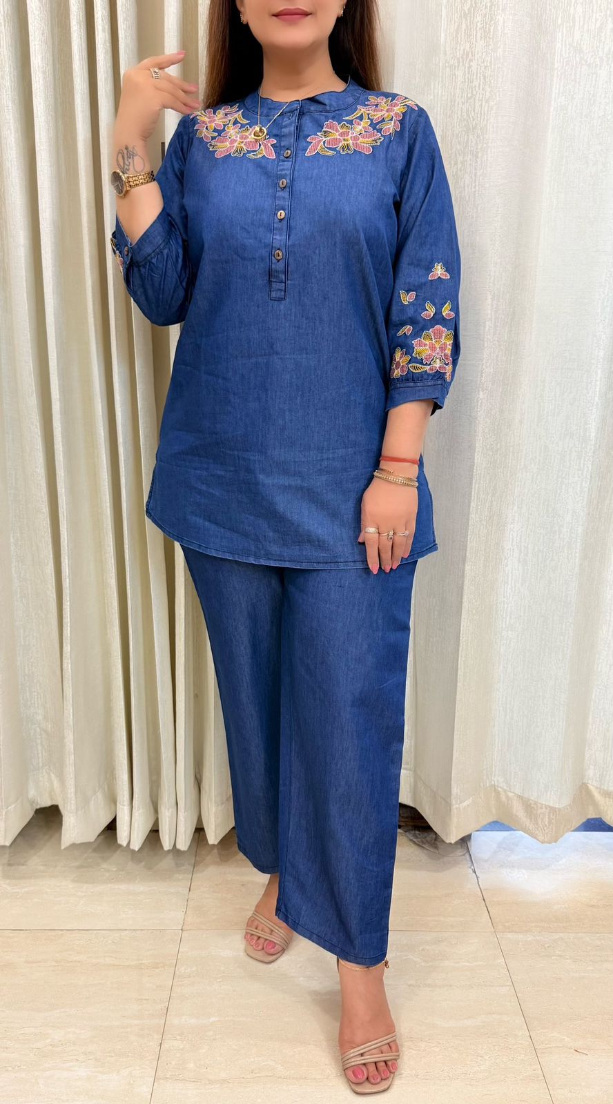 TVC-2253. Cotton Denim 2 Piece Co-ord Set