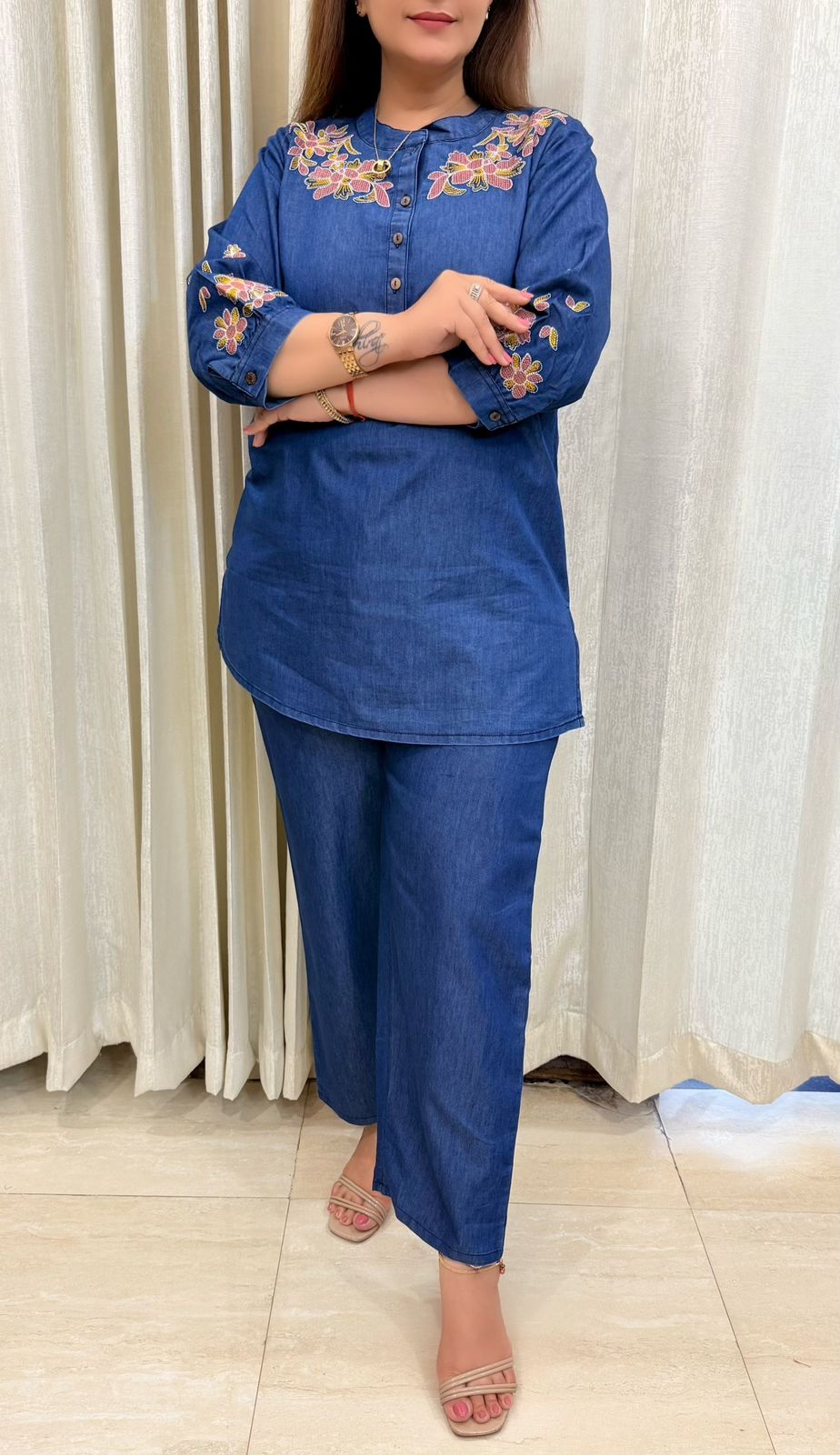 TVC-2253. Cotton Denim 2 Piece Co-ord Set