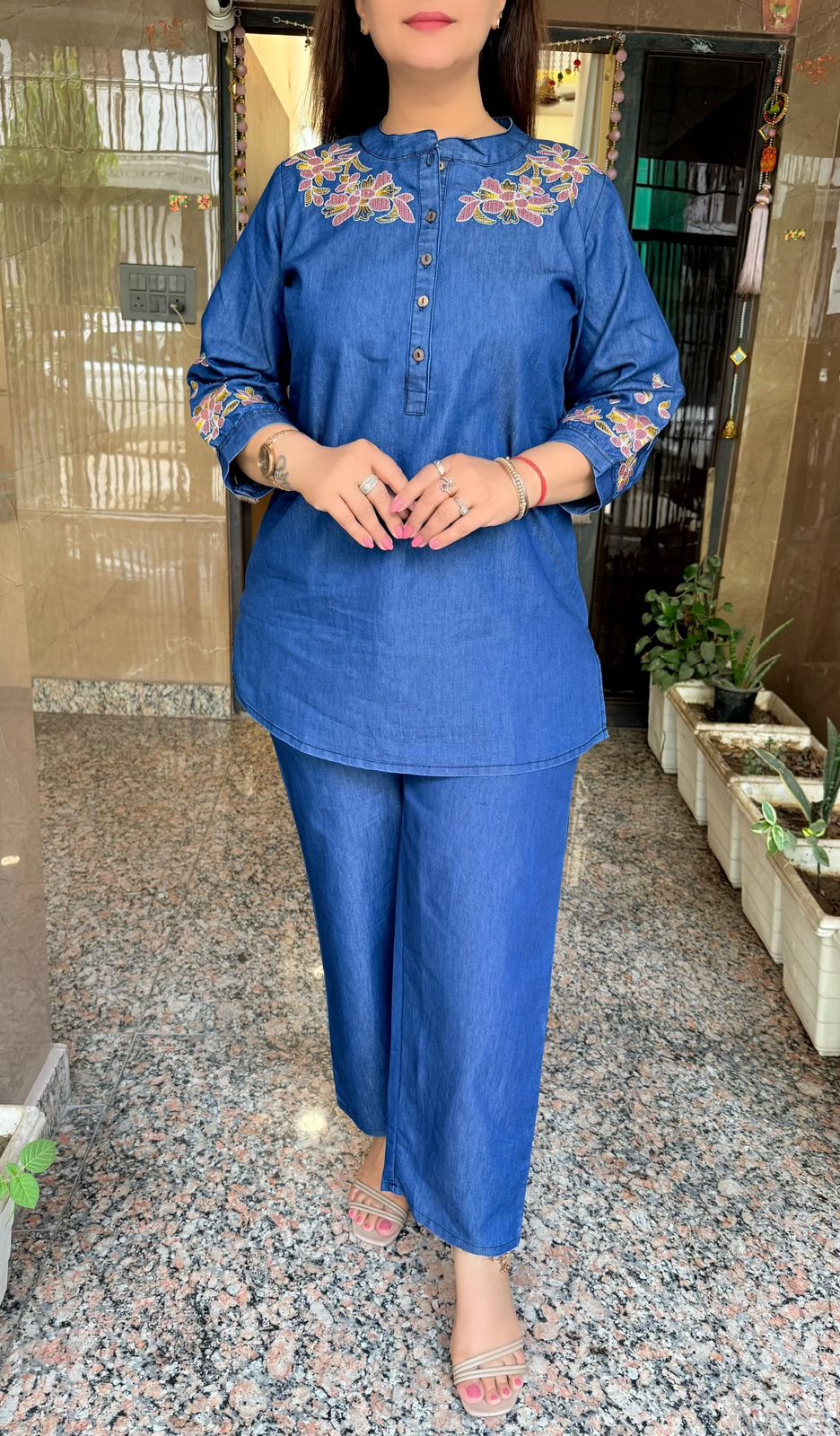 TVC-2253. Cotton Denim 2 Piece Co-ord Set