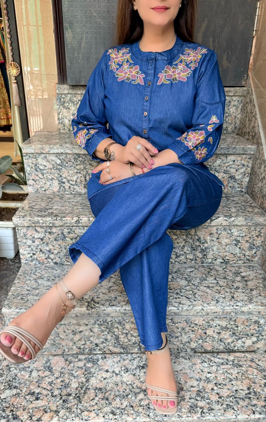 TVC-2253. Cotton Denim 2 Piece Co-ord Set