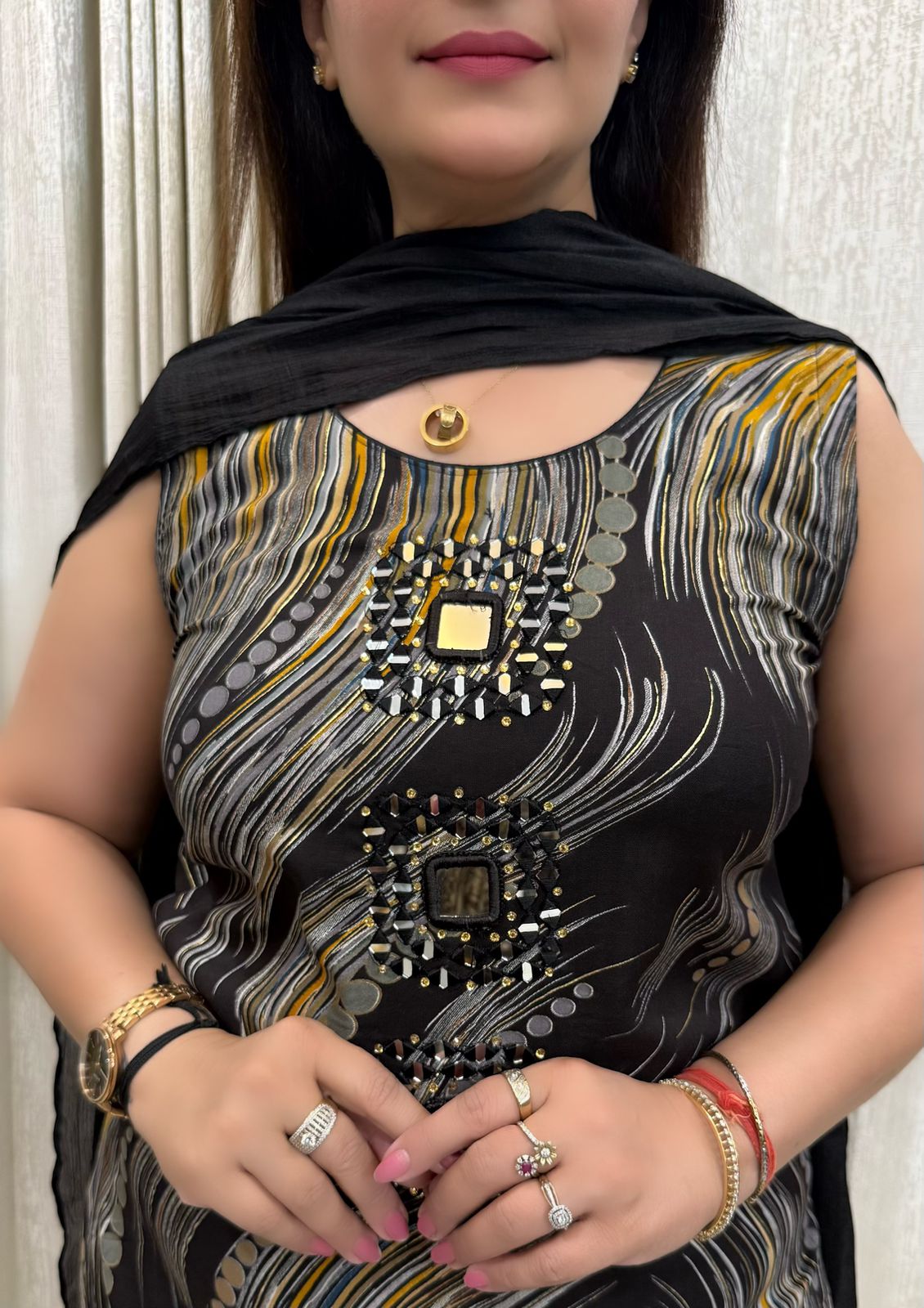 SDC-4761. Rayon 3 Piece Kurti Set