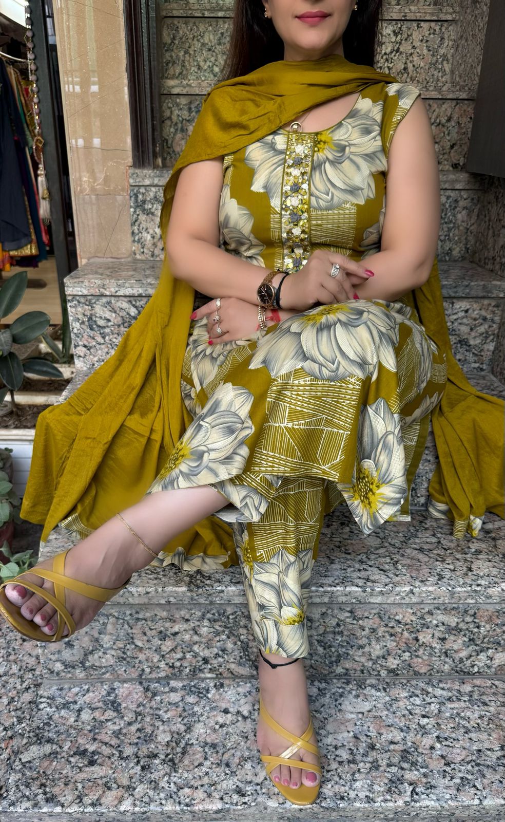 SDC-4764. Rayon 3 Piece Kurti Set