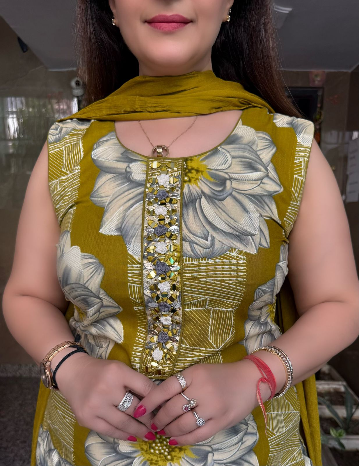 SDC-4764. Rayon 3 Piece Kurti Set