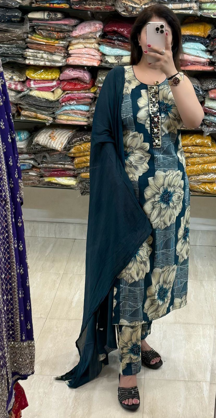 SDC-4765. Rayon 3 Piece Kurti Set