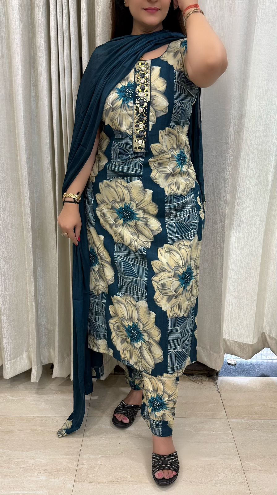 SDC-4765. Rayon 3 Piece Kurti Set