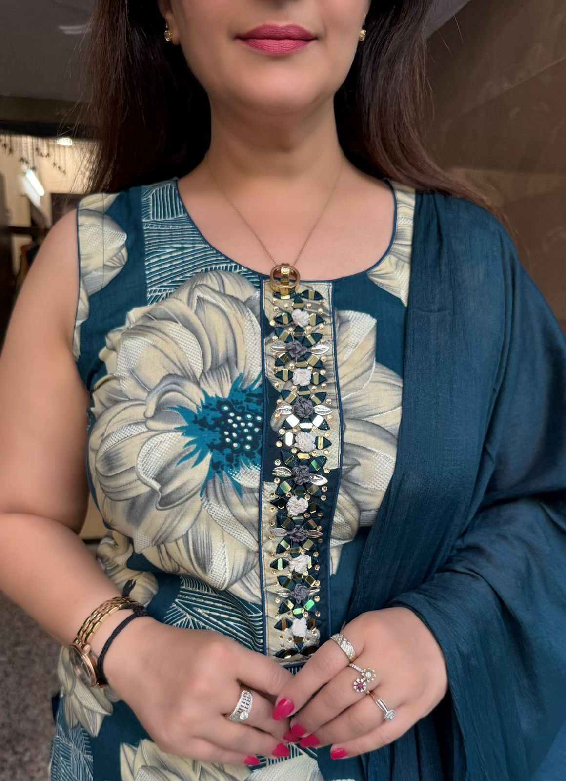 SDC-4765. Rayon 3 Piece Kurti Set