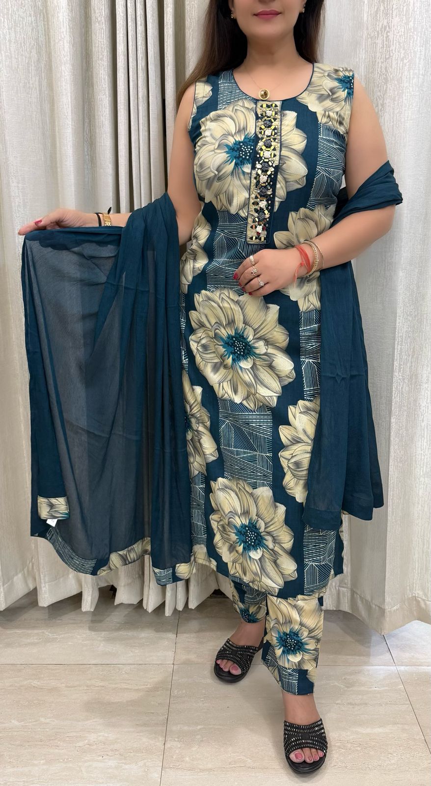 SDC-4765. Rayon 3 Piece Kurti Set