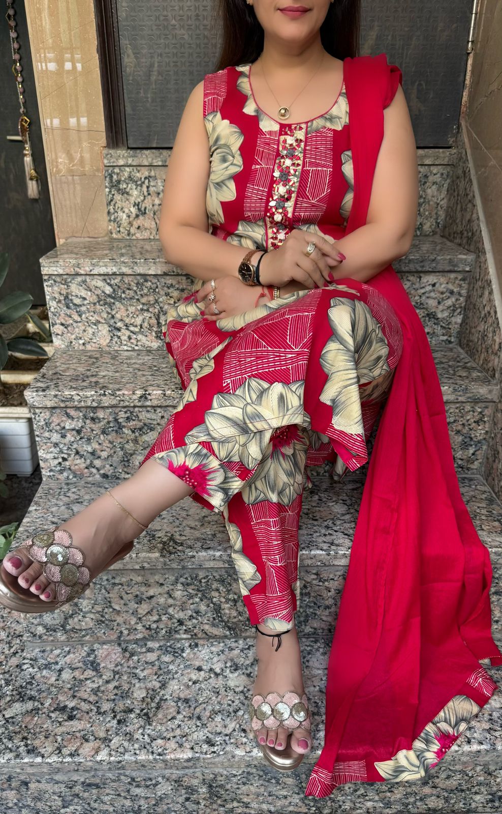 SDC-4766. rayon 3 Piece Kurti Set