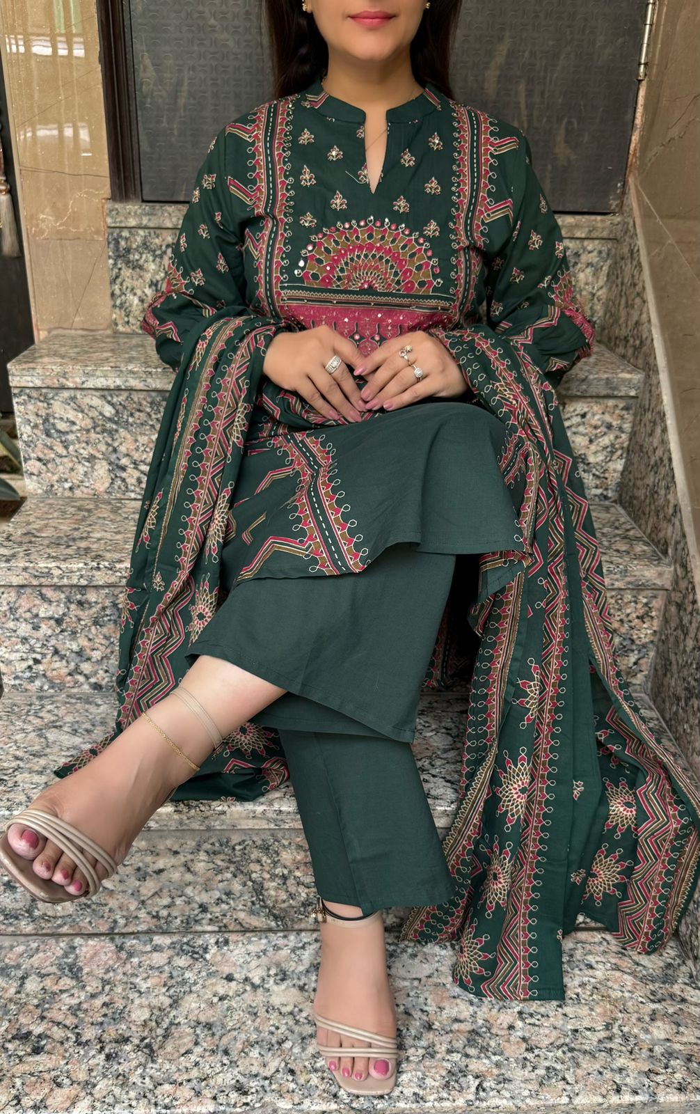 SDC-4770. Mul Cotton 3 Piece Kurti Set