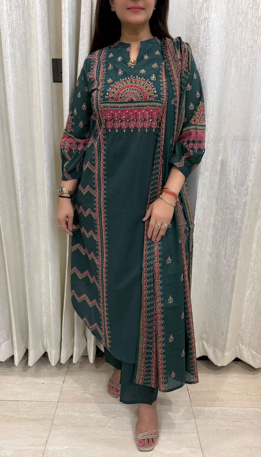 SDC-4770. Mul Cotton 3 Piece Kurti Set