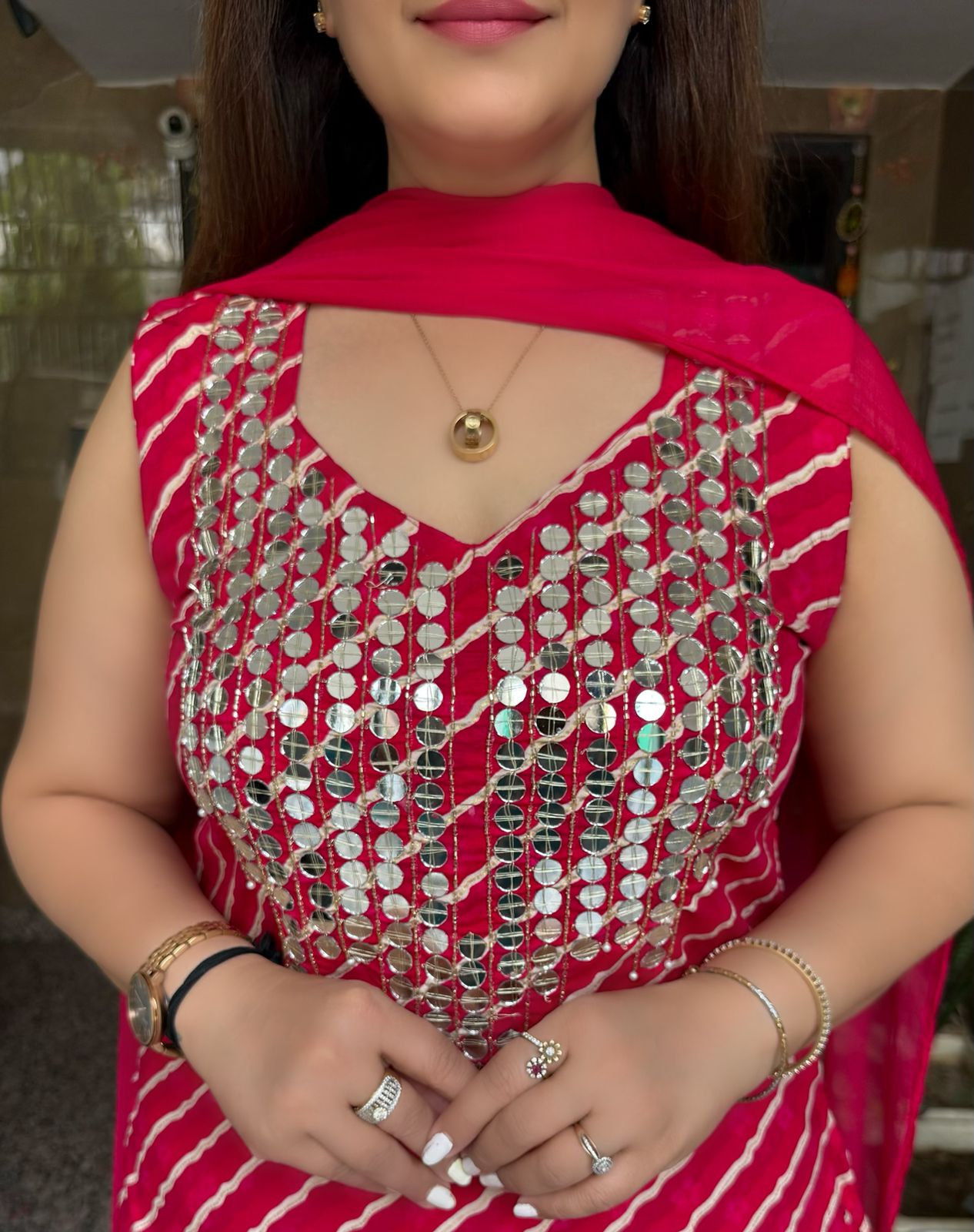 SDC-4775 Rayon Leharia Print 3 piece kurti set