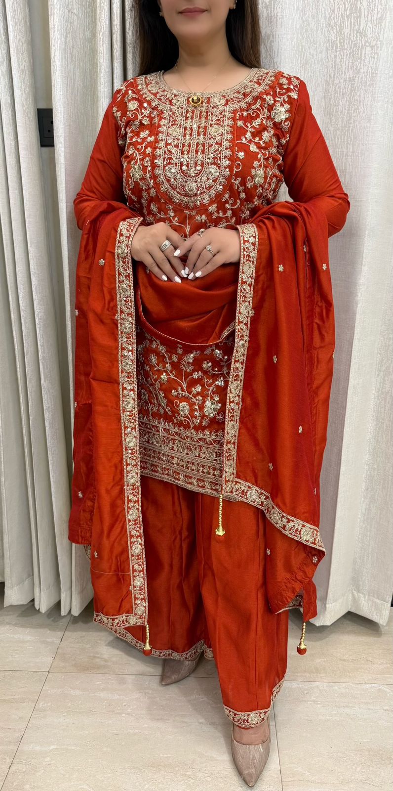 SDC-4782 Vichitra Silk 3 Piece Kurti set