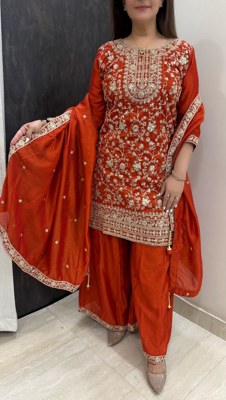 SDC-4782 Vichitra Silk 3 Piece Kurti set