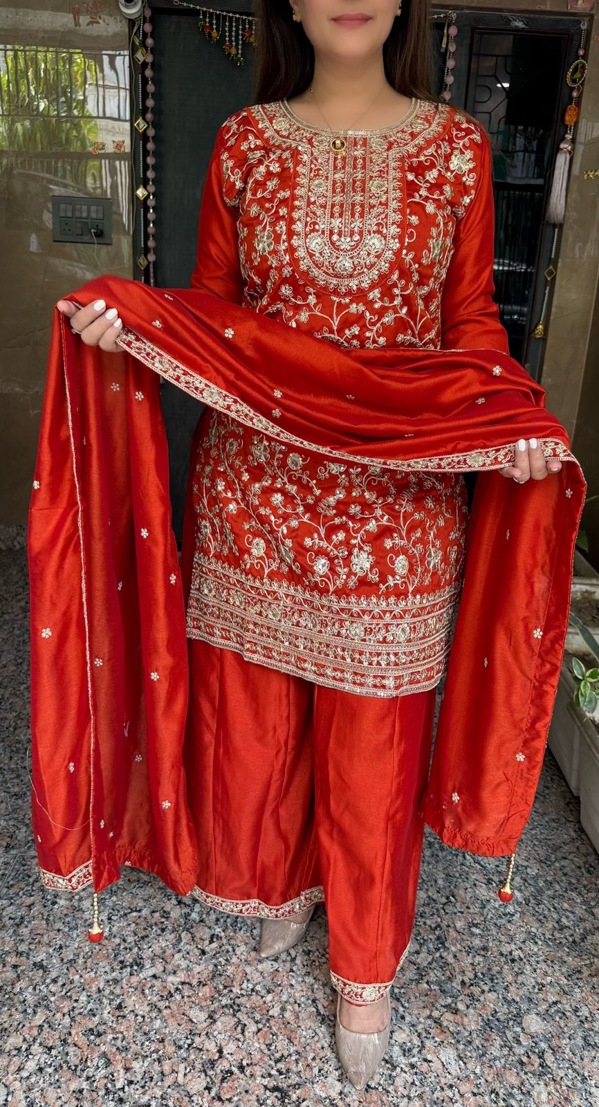 SDC-4782 Vichitra Silk 3 Piece Kurti set