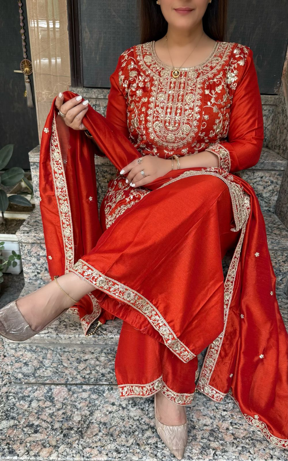 SDC-4782 Vichitra Silk 3 Piece Kurti set