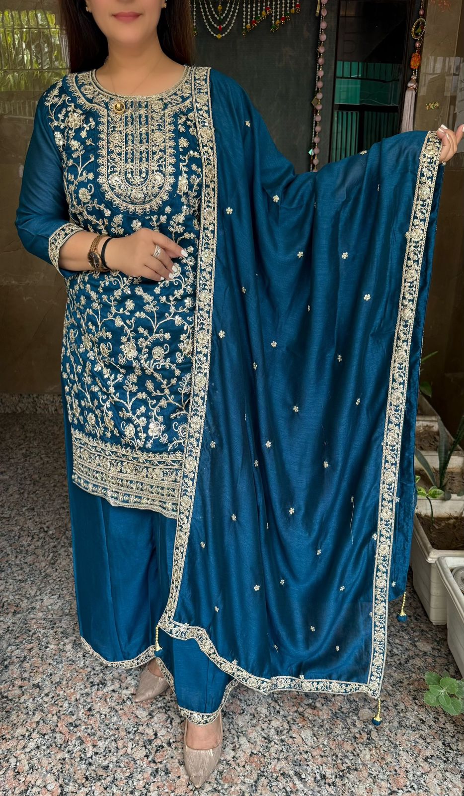 SDC-4783 Vichitra Silk 3 Piece Kurti set