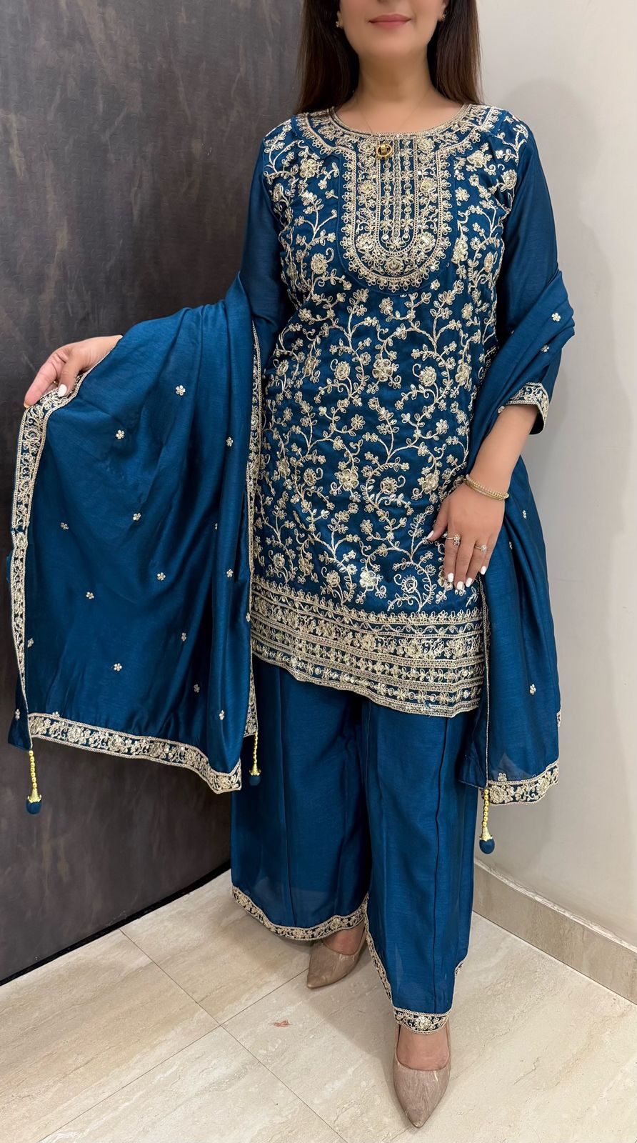 SDC-4783 Vichitra Silk 3 Piece Kurti set